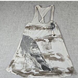 Miss Me Tank Top Feather Graphic Racerback Casual‎ Summer Womens Size Large